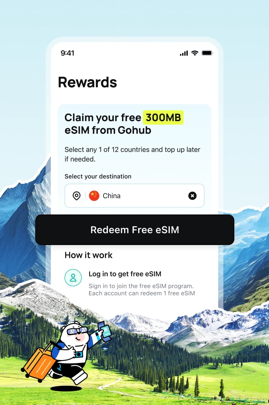 Traveler using eSIM