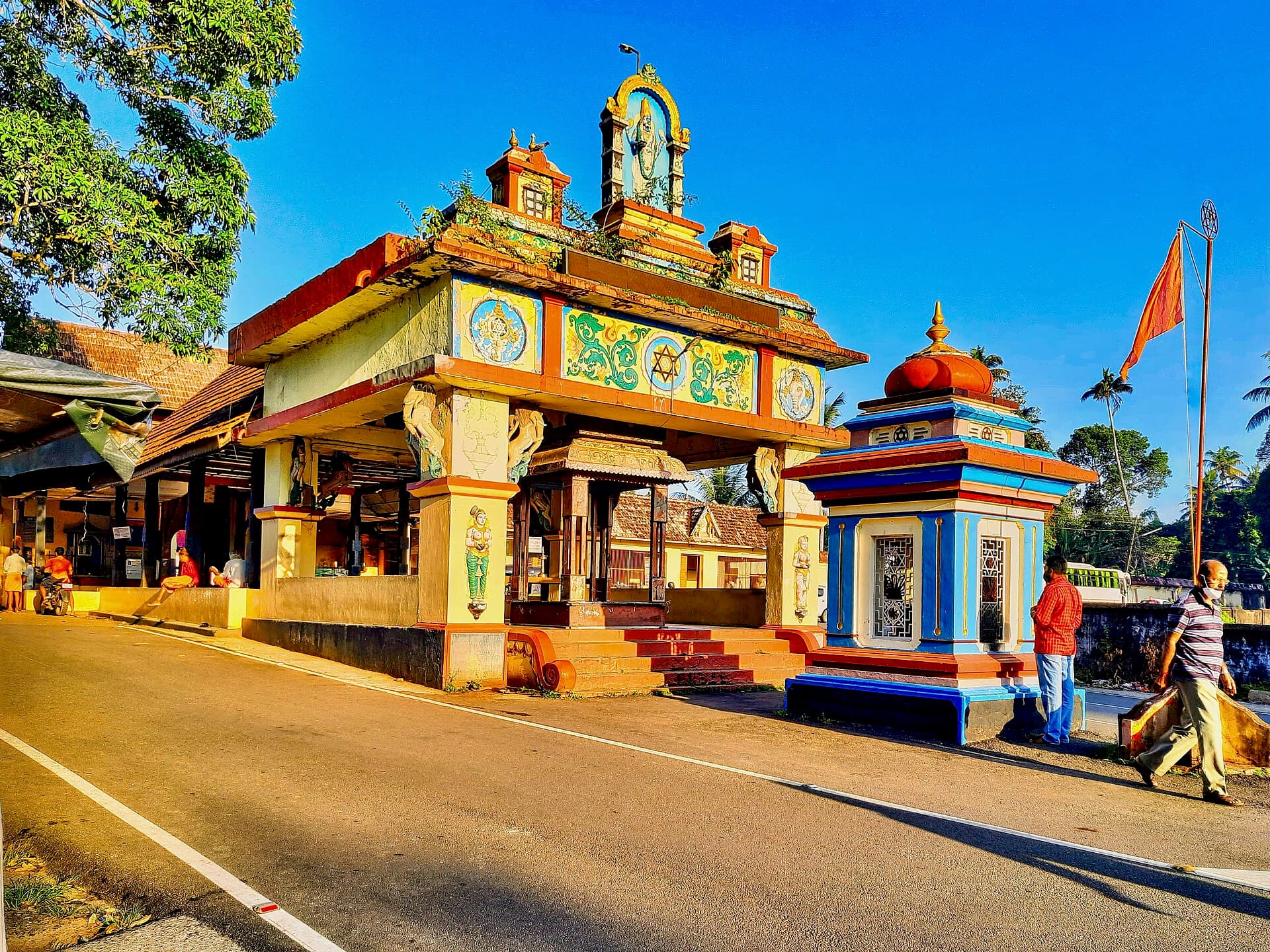 The gopuram of Attukal Bhagavathy Temple in Thiruvananthapuram seen from the street