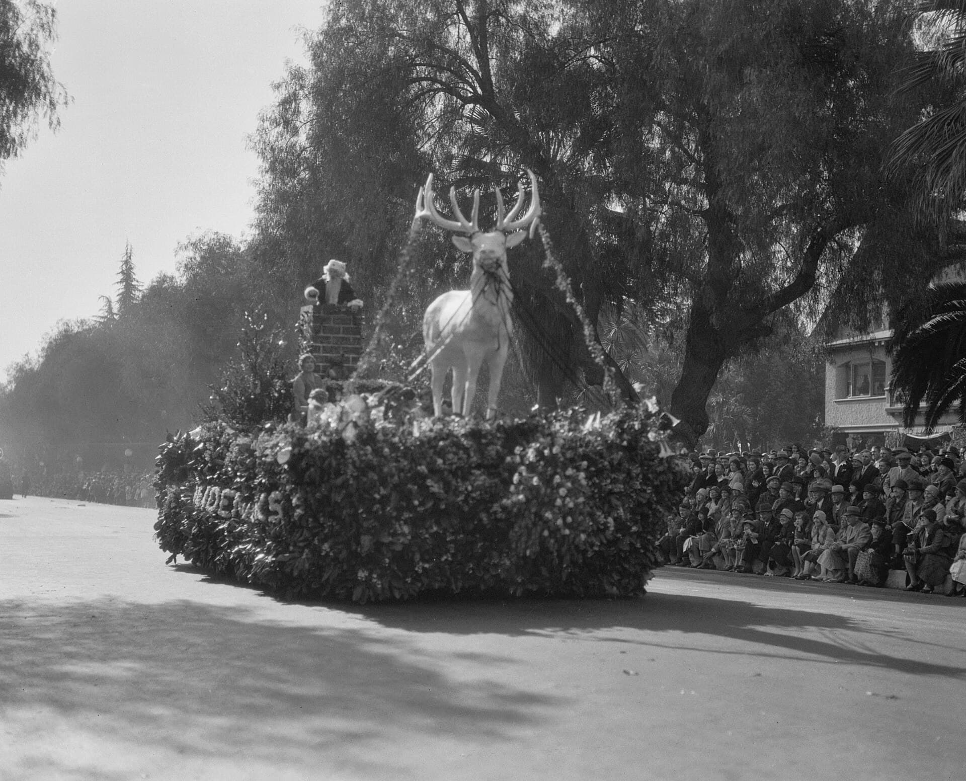 Mounted riders of an equestrian unit in the Rose Parade on Colorado Boulevard
