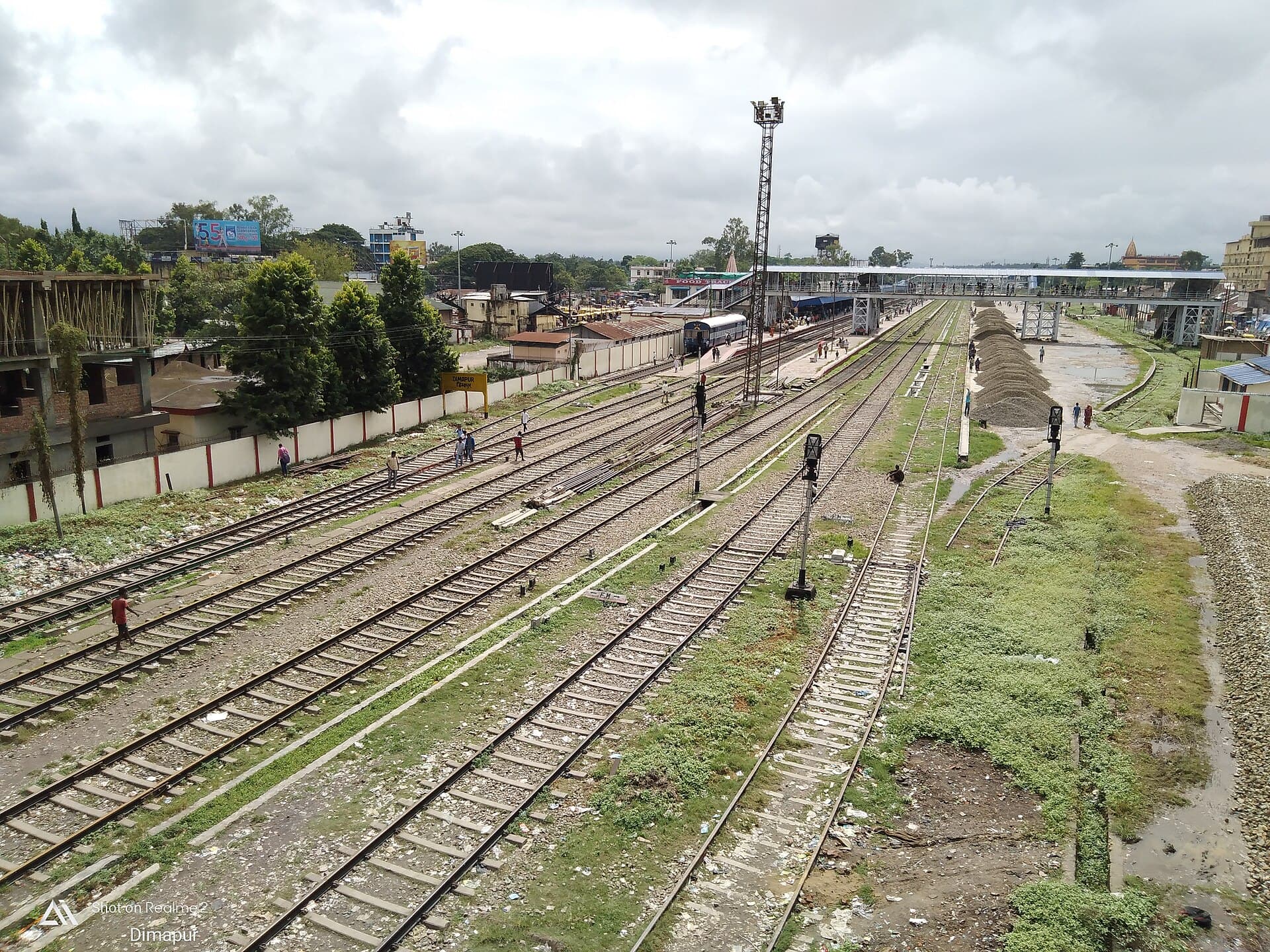 Shared taxis lined up outside Dimapur railway station in the morning