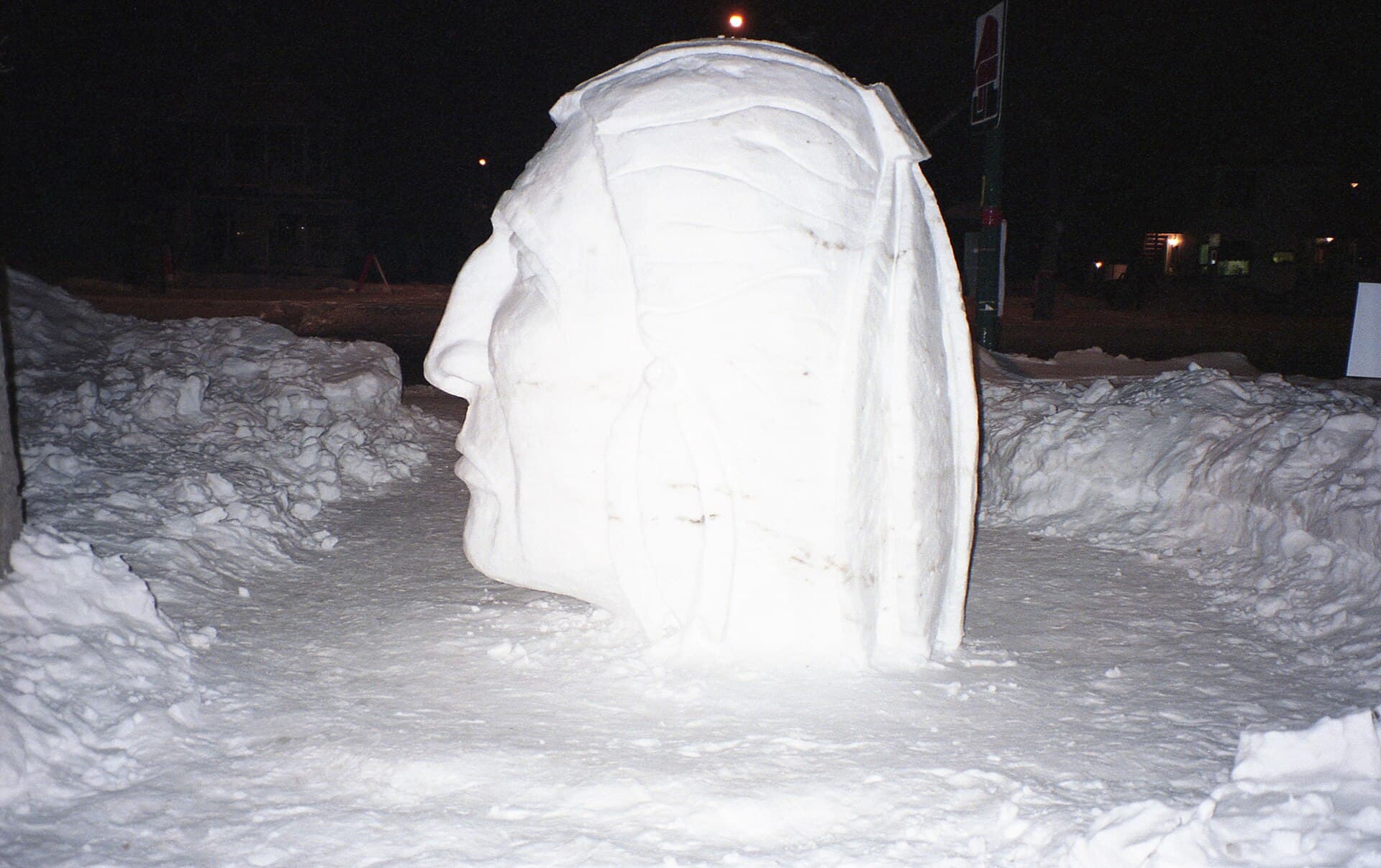 Snow sculptures along Provencher Boulevard in Saint Boniface during Festival du Voyageur
