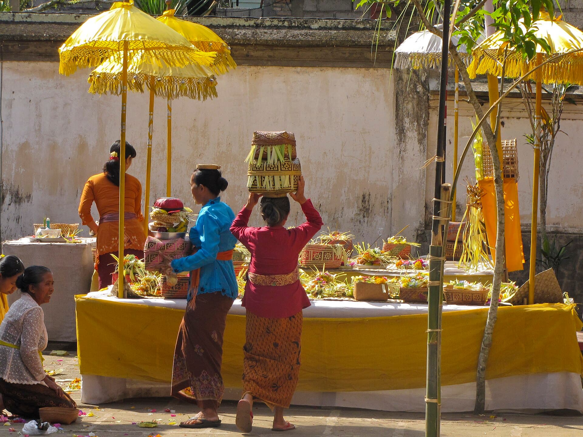 Pura Sakenan on Serangan Island, Denpasar, during the Kuningan temple festival