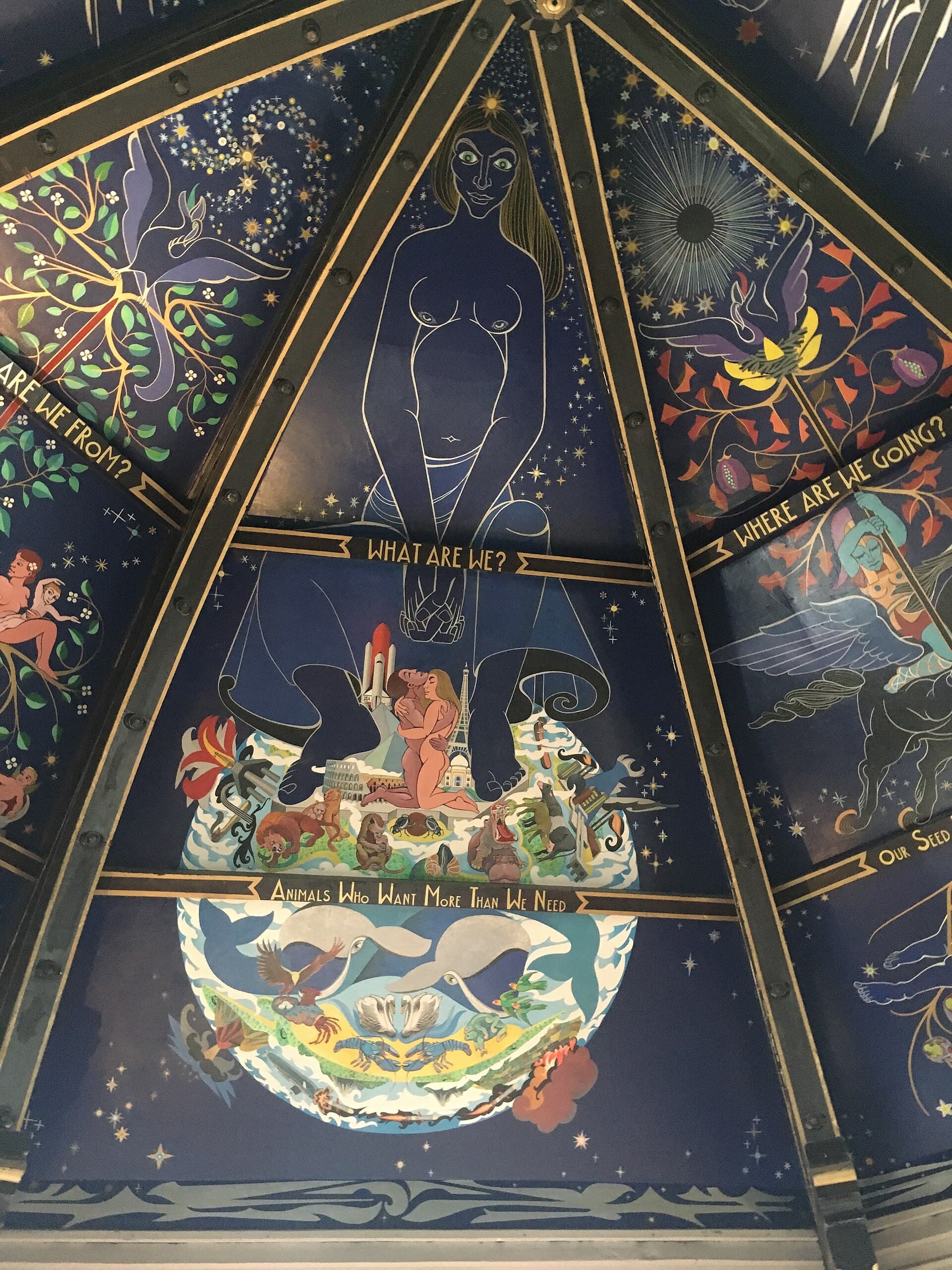 The Oran Mor ceiling mural at the top of Byres Road