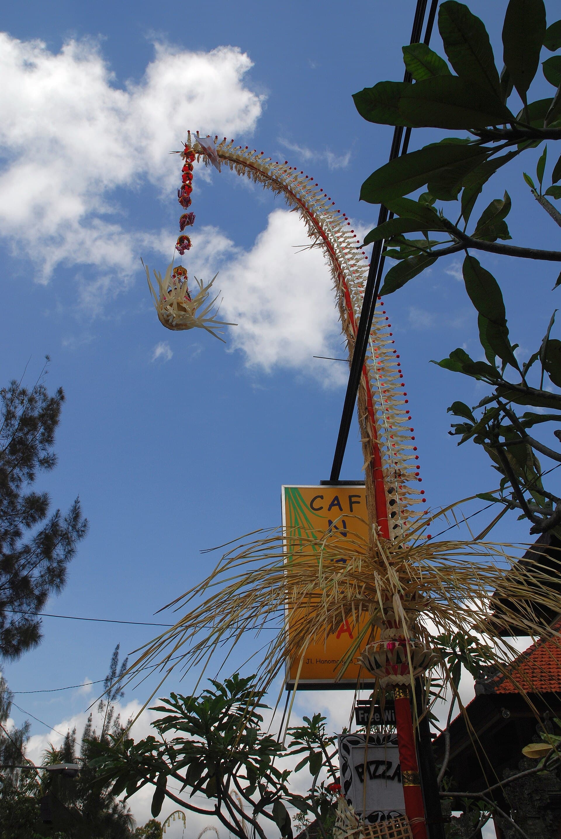 Penjor along Jalan Raya Ubud in front of Puri Saren Ubud, the Ubud Palace