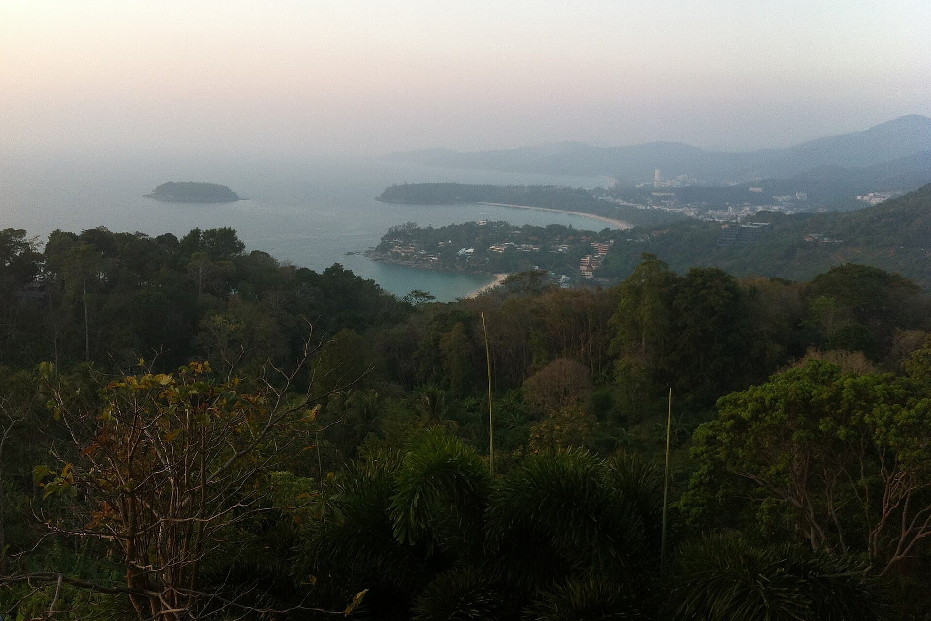 Kata Beach on Phuket's west coast seen from the southern headland