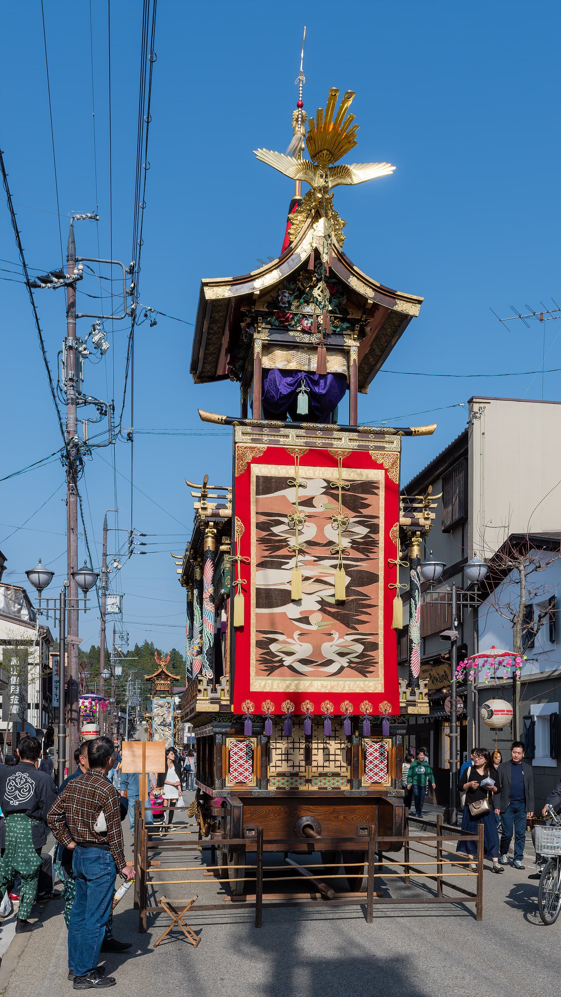 A traditional merchant house street in the Sanmachi district of Takayama in the morning