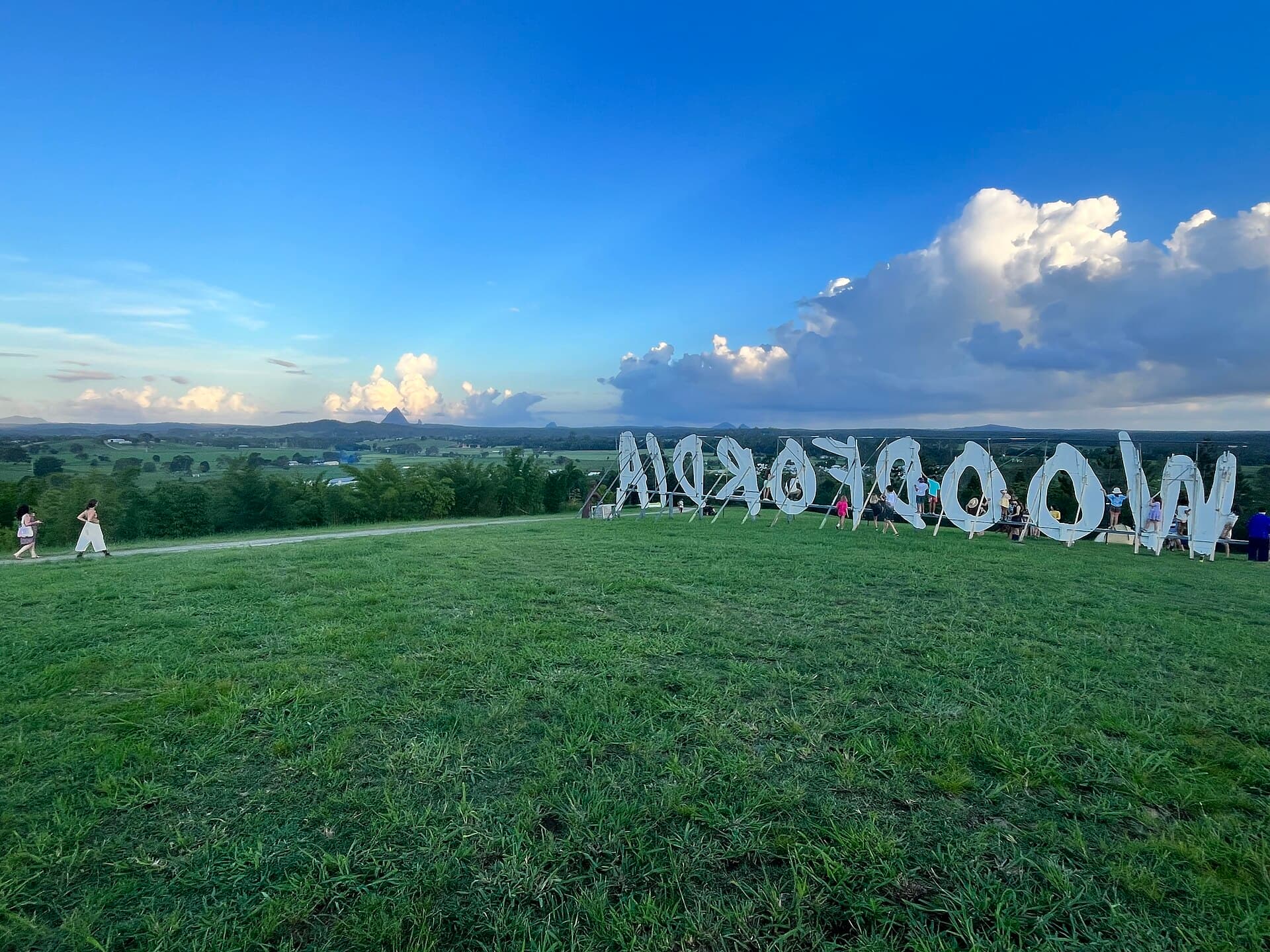 The Woodfordia festival entrance with visitors arriving in the morning
