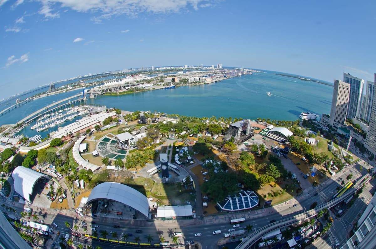 Festival-goers showing their Ultra Music Festival wristbands at the Bayfront Park entrance lanes in the afternoon