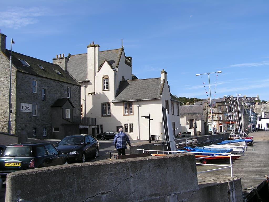 Lerwick harbour and the Esplanade on a winter evening