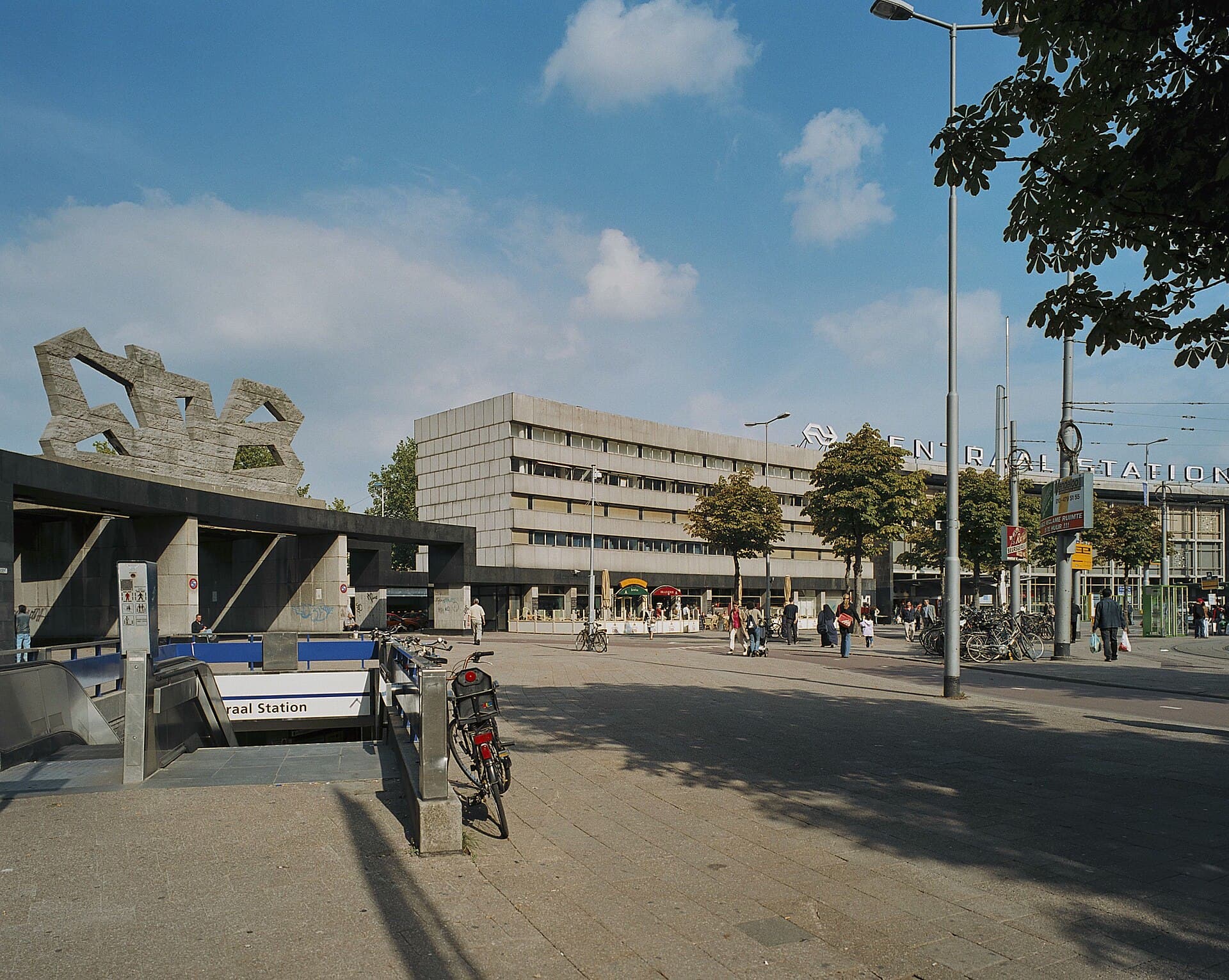 The Rotterdam Centraal station building on Stationsplein with its angled canopy